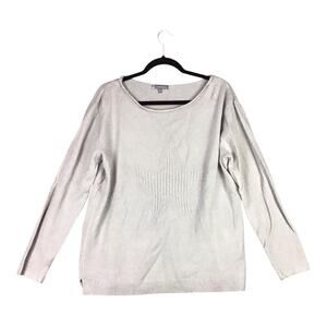 Wit & Wisdom Women’s Gray Sweater L Pullover Knit Star Pattern Long Sleeve